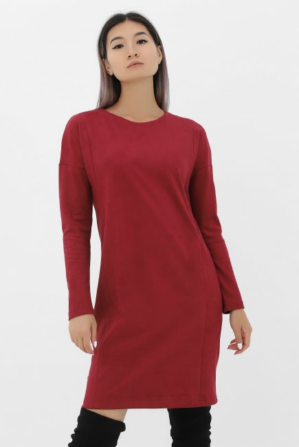 Платье для кормящих и беременных замшевое, гранат