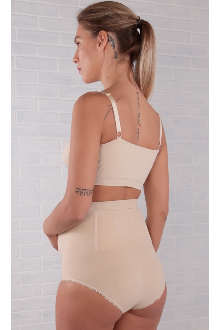 Бандаж трусы для беременных с косточками бесшовный, бежевый