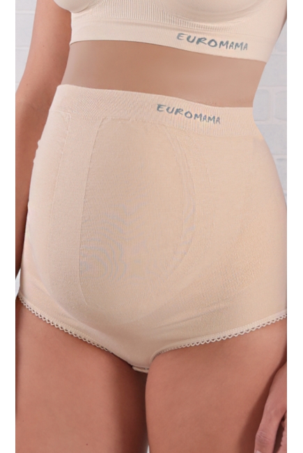 Бандаж трусы для беременных с косточками бесшовный, бежевый