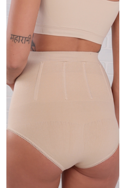 Бандаж трусы для беременных с косточками бесшовный, бежевый