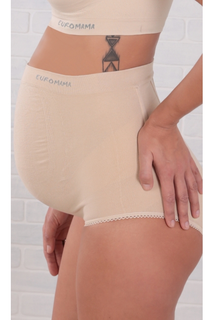 Бандаж трусы для беременных с косточками бесшовный, бежевый