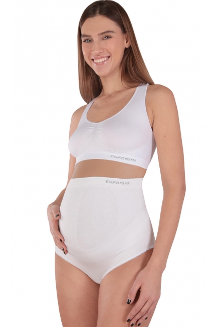 Бандаж трусы для беременных с косточками бесшовный, белый
