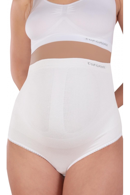 Бандаж трусы для беременных с косточками бесшовный, белый