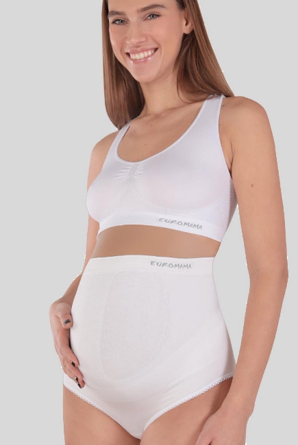 Бандаж трусы для беременных с косточками бесшовный, белый