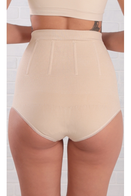 Бандаж трусы послеродовой бесшовный с косточками, бежевый