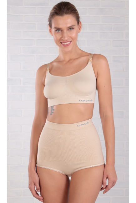 Бандаж трусы послеродовой бесшовный с косточками, бежевый