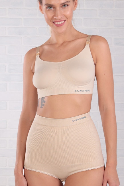 Бандаж трусы послеродовой бесшовный с косточками, бежевый
