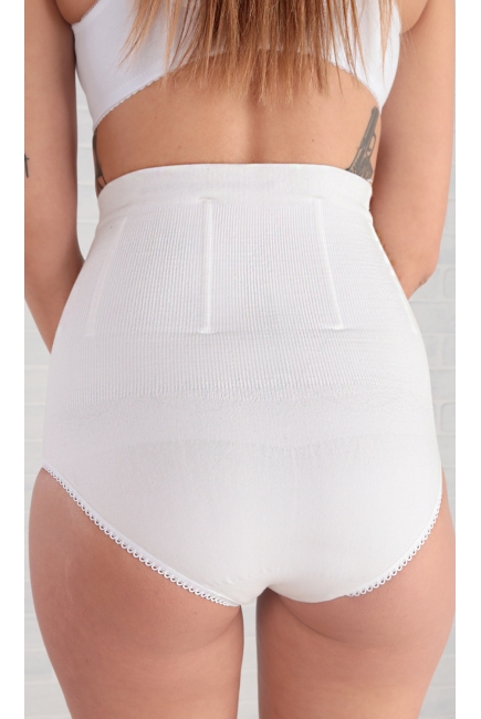 Бандаж трусы послеродовой бесшовный с косточками, белый