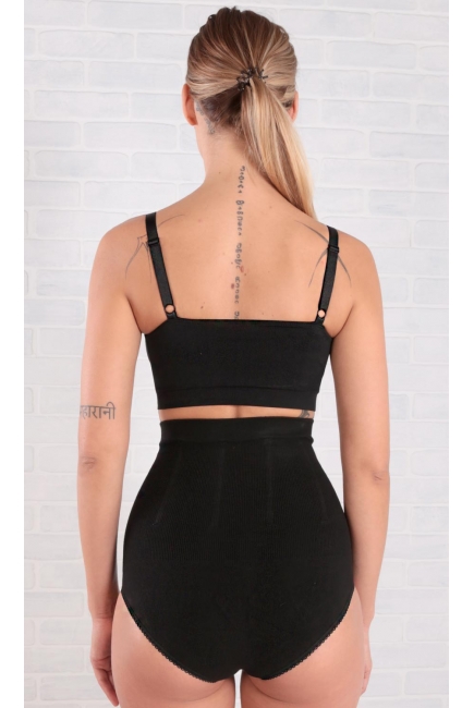 Бандаж трусы послеродовой бесшовный с косточками, черный