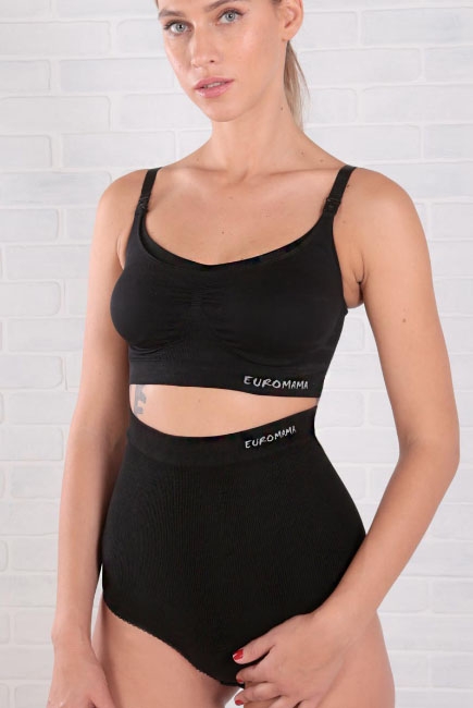 Бандаж трусы послеродовой бесшовный с косточками, черный