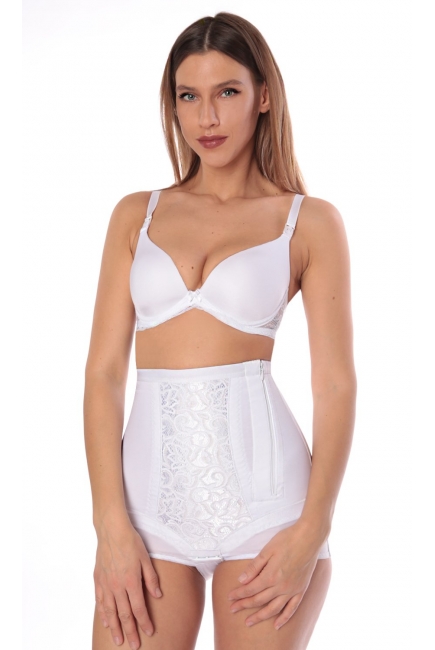Бандаж трусы послеродовой высокий с косточками, белый