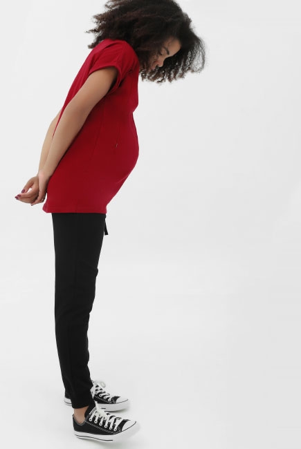 Брюки для беременных и родивших универсальные спортивные из футера (хлопок), черные