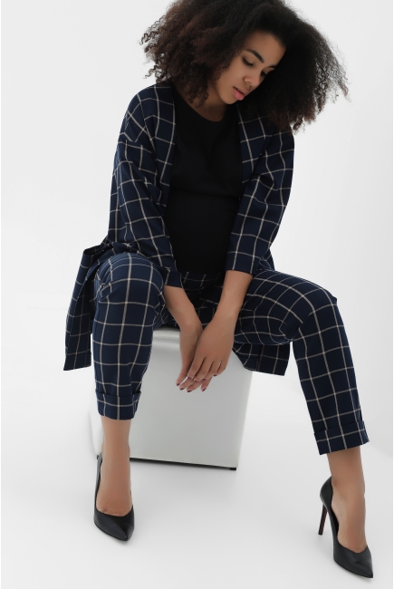 Жакет для беременных универсальный в клетку, цвет синий