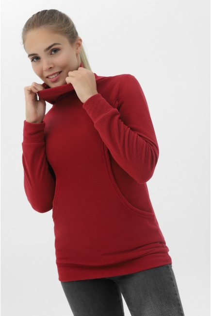 Толстовка для кормящих и беременных флисовая, цвет бордовый