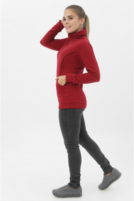 Толстовка для кормящих и беременных флисовая, цвет бордовый
