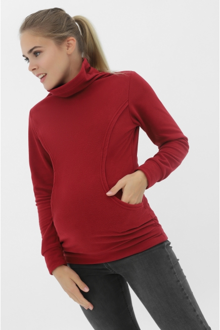 Толстовка для кормящих и беременных флисовая, цвет бордовый