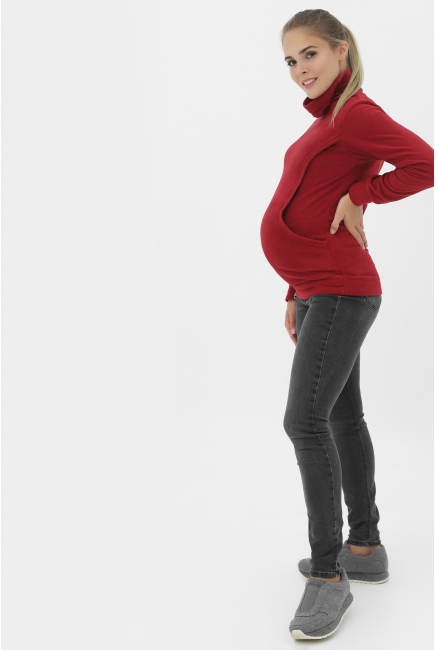 Толстовка для кормящих и беременных флисовая, цвет бордовый
