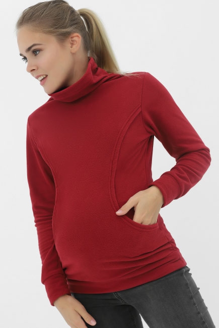 Толстовка для кормящих и беременных флисовая, цвет бордовый