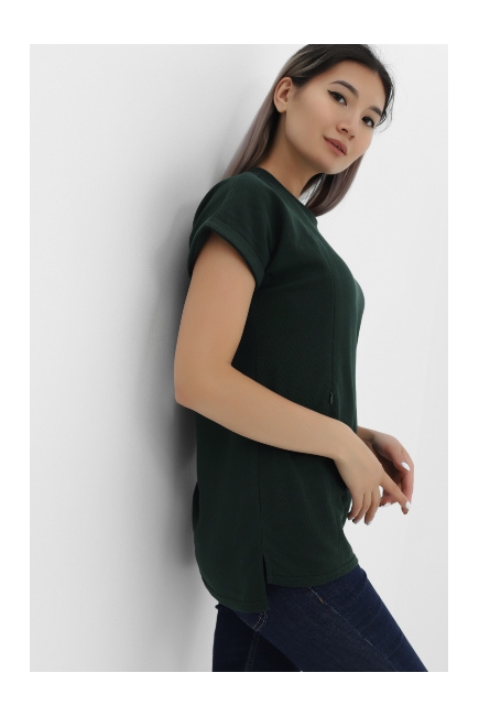 Футболка для кормящих и беременных с вертикальными молниями, цвет темно-зеленый