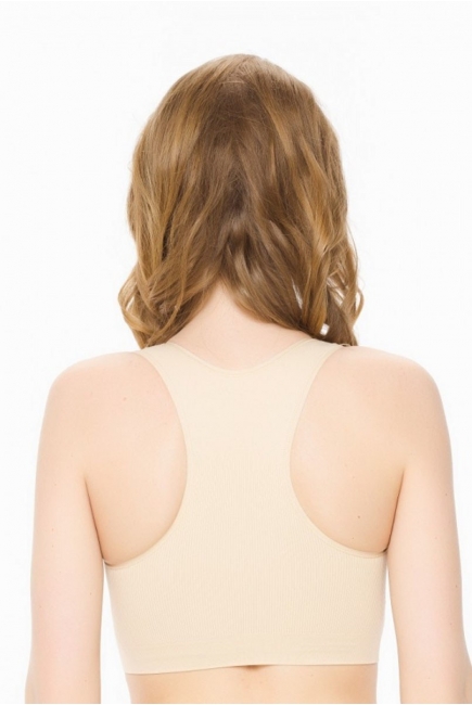 Бюстгальтер-топ для беременных дородовый бесшовный (хлопок), бежевый