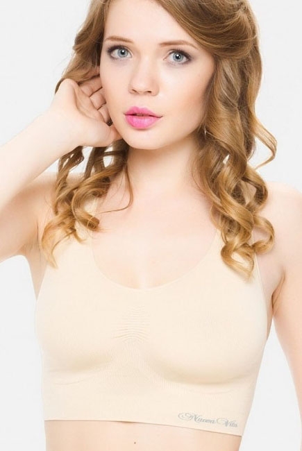 Бюстгальтер-топ для беременных дородовый бесшовный (микрофибра), бежевый