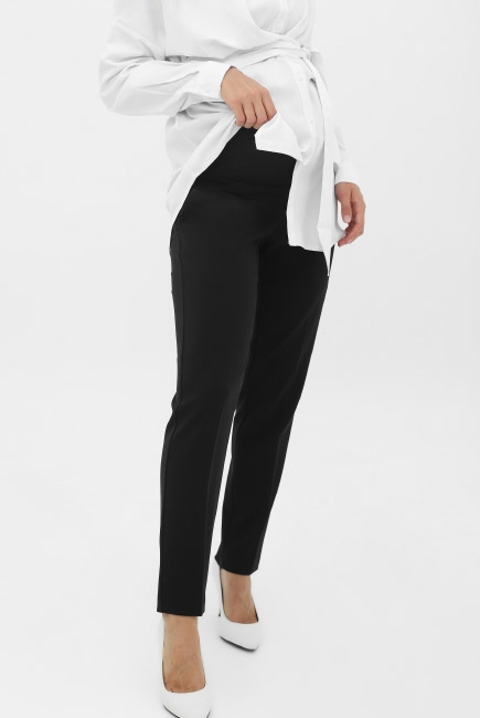Брюки для беременных и родивших укороченные зауженные, черный