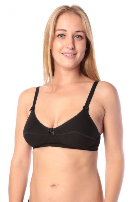 Бюстгальтер для кормления и беременных хлопковый (мягкий), черный