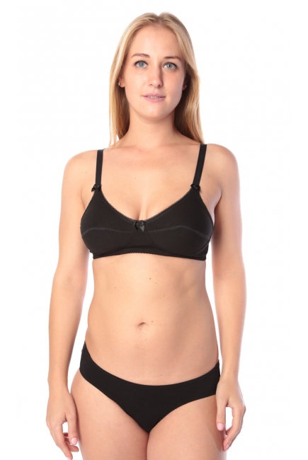 Бюстгальтер для кормления и беременных хлопковый (мягкий), черный