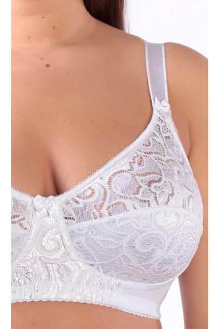 Бюстгальтер для беременных и кормящих хлопковый (с кружевом), белый