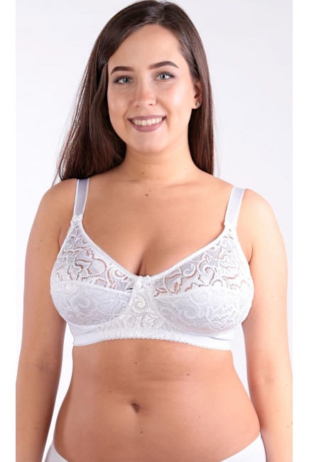 Бюстгальтер для беременных и кормящих хлопковый (с кружевом), белый