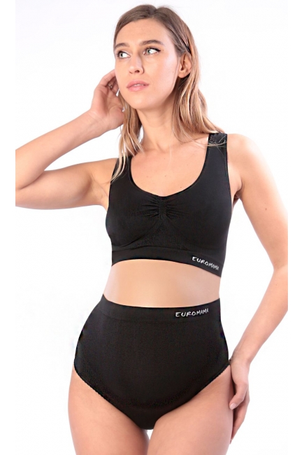 Бюстгальтер-топ для беременных дородовый бесшовный, черный