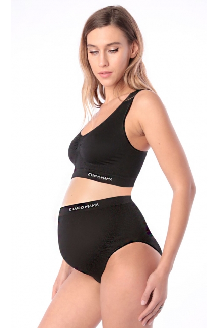 Бюстгальтер-топ для беременных дородовый бесшовный, черный