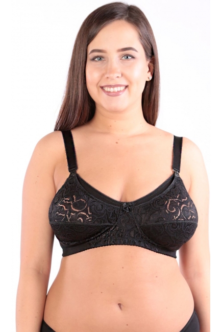 Бюстгальтер для кормления Классика (хлопковый с кружевом), черный