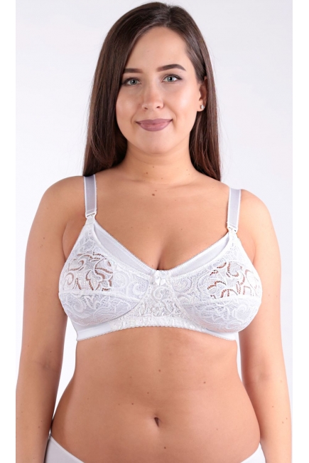 Бюстгальтер для беременных и кормящих Классика (хлопковый с кружевом), белый