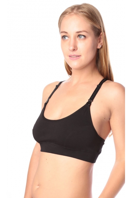 Бюстгальтер-топ для кормления и беременных мягкий (хлопковый), черный