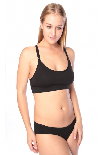 Бюстгальтер-топ для кормления и беременных мягкий (хлопковый), черный