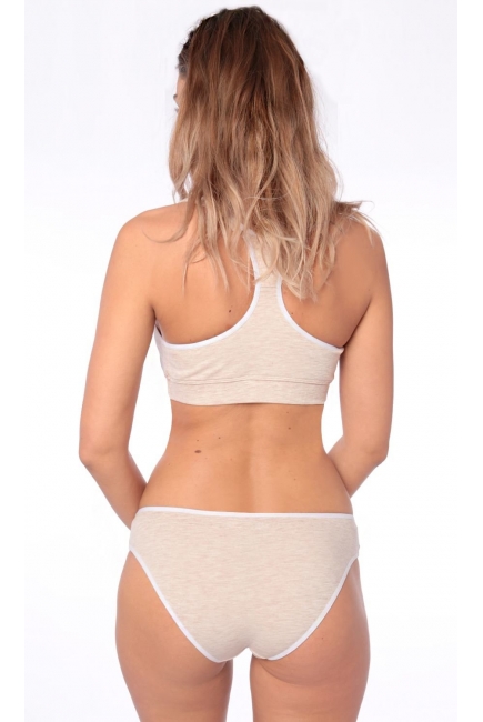 Бюстгальтер-топ для кормления и беременных мягкий (хлопковый), бежевый меланж