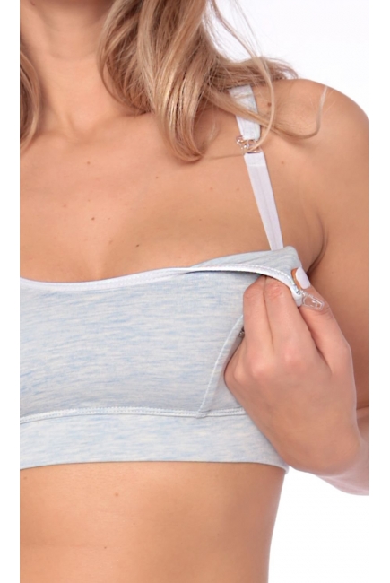 Бюстгальтер-топ для кормления и беременных мягкий (хлопковый), голубой меланж