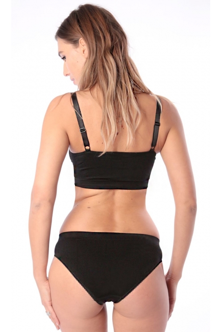 Бюстгальтер-топ для кормления и беременных универсальный (бесшовный), черный