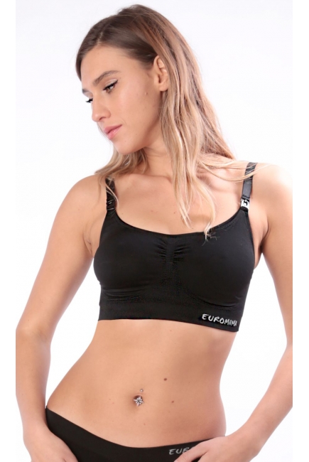 Бюстгальтер-топ для кормления и беременных универсальный (бесшовный), черный