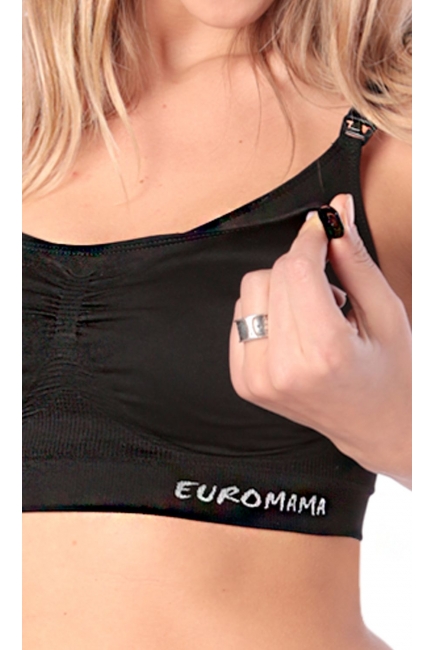 Бюстгальтер-топ для кормления и беременных универсальный (бесшовный), черный