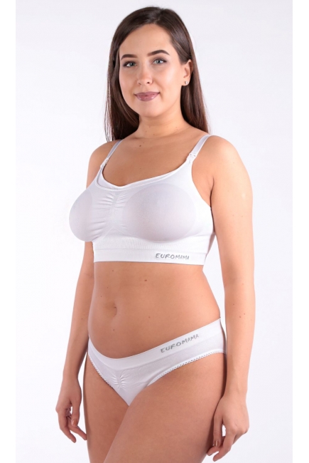 Бюстгальтер-топ для кормления и беременных универсальный (бесшовный), белый