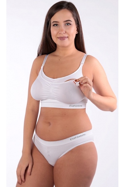 Бюстгальтер-топ для кормления и беременных универсальный (бесшовный), белый