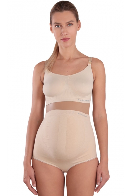 Бюстгальтер-топ для кормления и беременных универсальный (бесшовный), бежевый