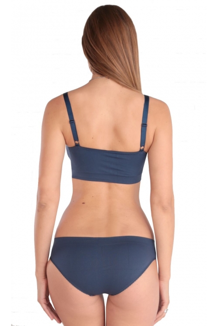 Бюстгальтер-топ для кормления и беременных универсальный (бесшовный), синий