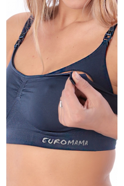 Бюстгальтер-топ для кормления и беременных универсальный (бесшовный), синий