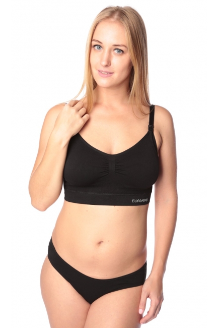 Бюстгальтер-топ для кормления и беременных (бесшовный), черный