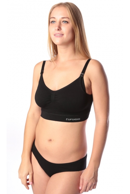 Бюстгальтер-топ для кормления и беременных (бесшовный), черный