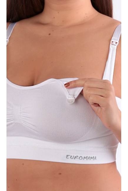 Бюстгальтер-топ для кормления и беременных (бесшовный), белый