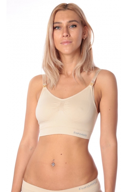 Бюстгальтер-топ для кормления и беременных (бесшовный), бежевый